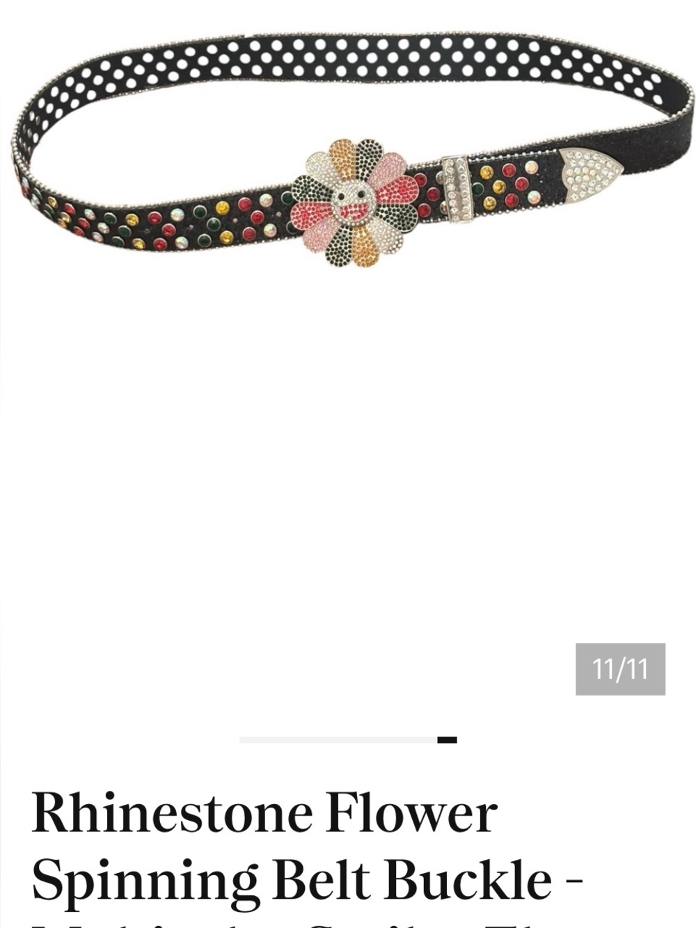 Rhinestone Flower Spinning Belt Buckle - Multicolor Smiley Flower Super Cute